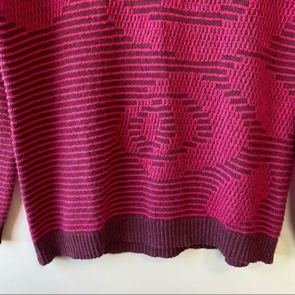 Soft Surroundings Textured Bell Flower Sweater Pink Ribbed Casual Jacquard Sz L - Picture 6 of 11